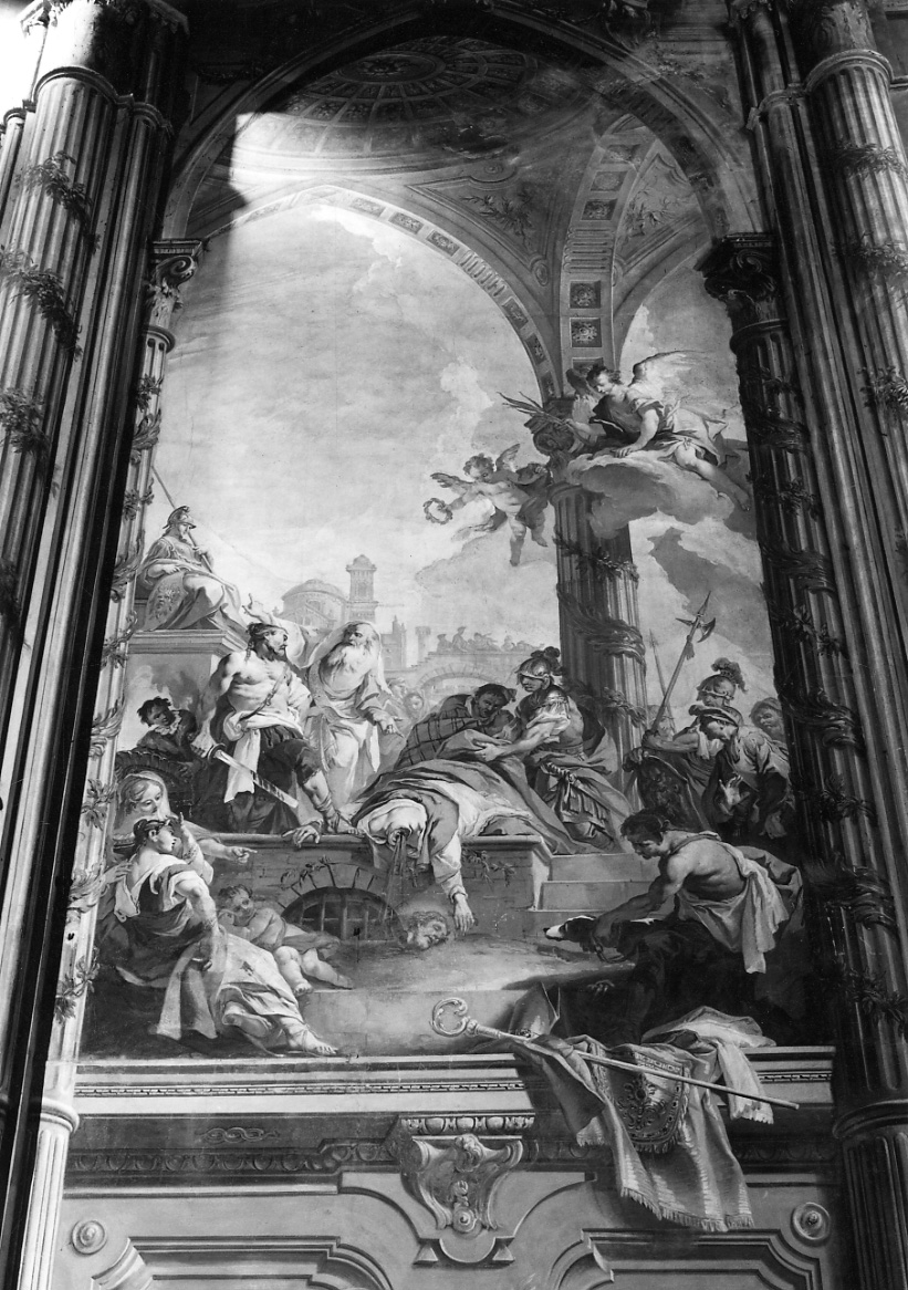 decapitazione di San Marciano (dipinto, elemento d'insieme) di Carloni Carlo Innocenzo, Perego Gaetano, Pozzo Pietro Antonio il Giovane (terzo quarto sec. XVIII)