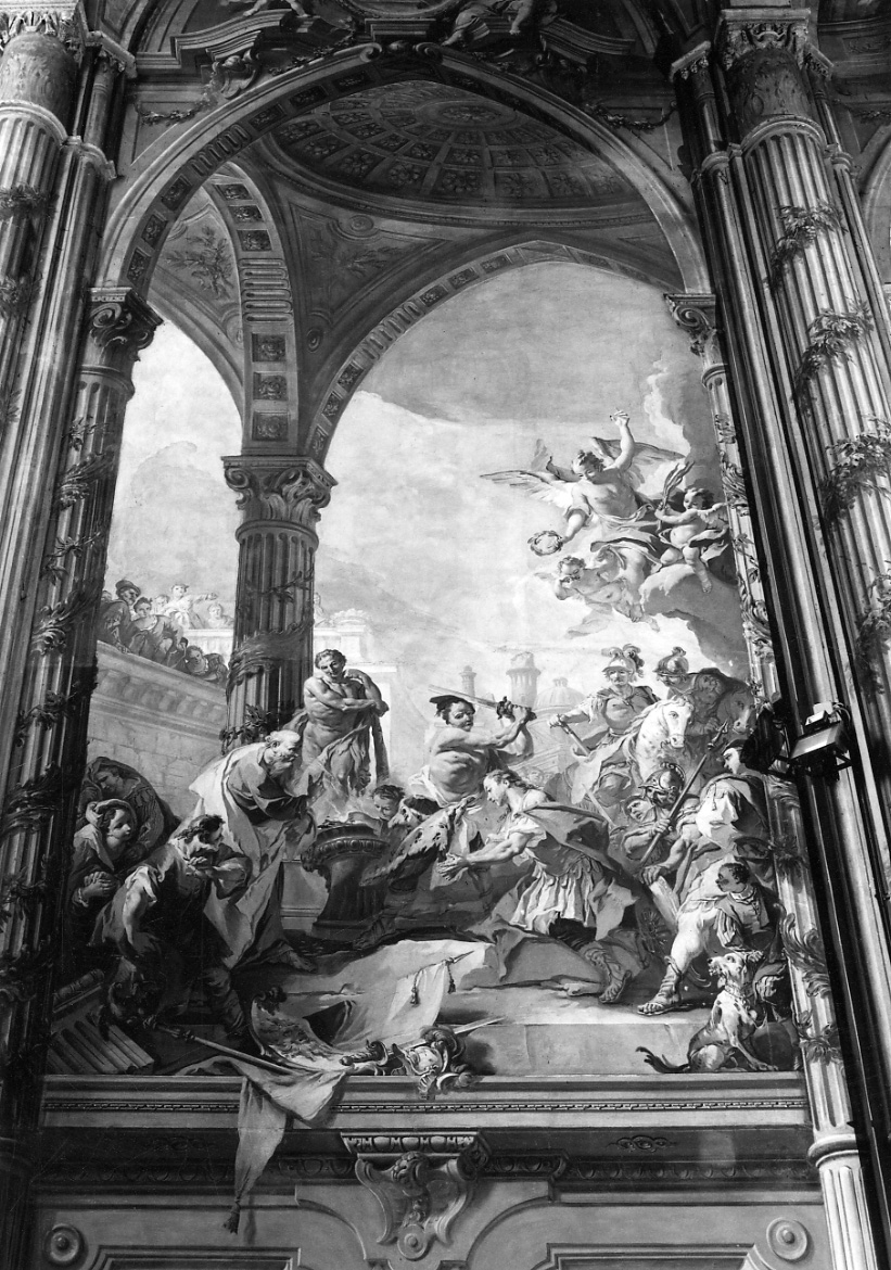 decapitazione di San Secondo (dipinto, elemento d'insieme) di Carloni Carlo Innocenzo, Perego Gaetano, Pozzo Pietro Antonio il Giovane (terzo quarto sec. XVIII)