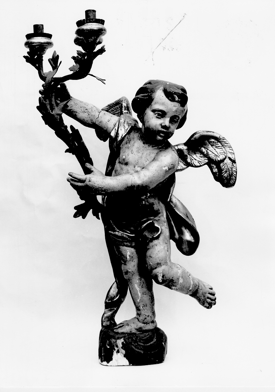 angelo reggicandelabro (candelabro, opera isolata) di Clemente Stefano Maria (attribuito) (terzo quarto sec. XVIII)