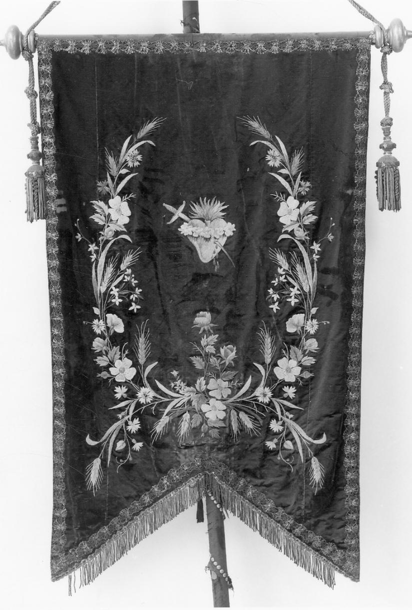 Sacro Cuore di Gesù (decorazione a ricamo, elemento d'insieme) - manifattura italiana (fine sec. XIX)