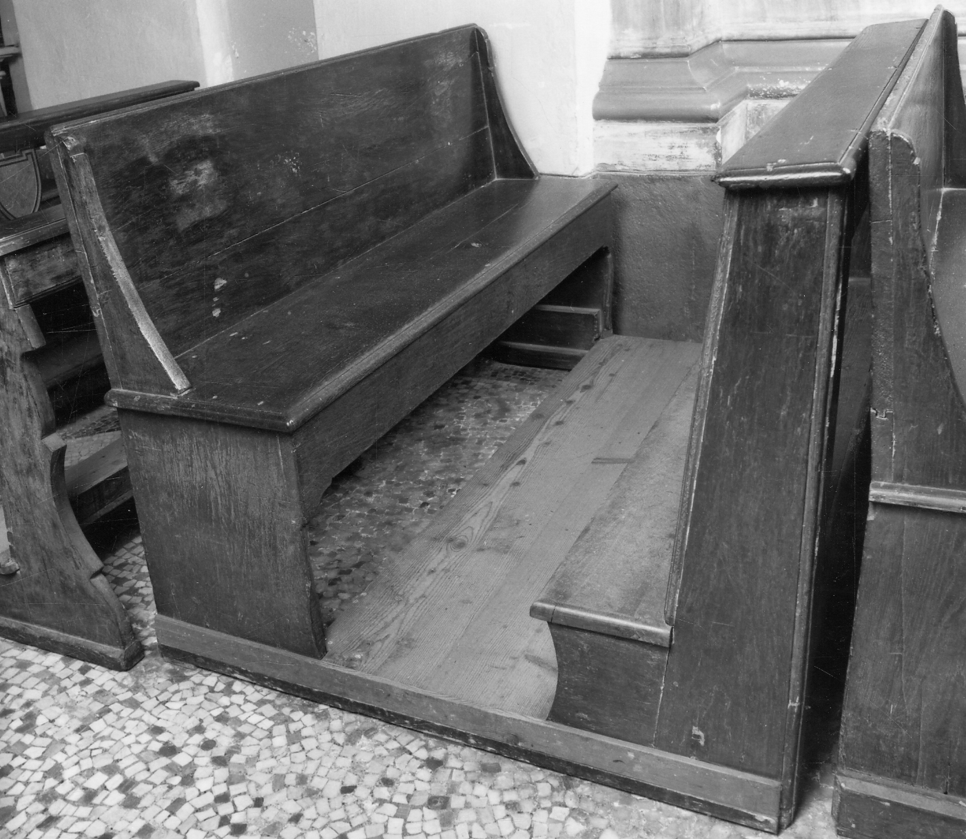 banco da chiesa, serie - produzione piemontese (seconda metà sec. XIX)