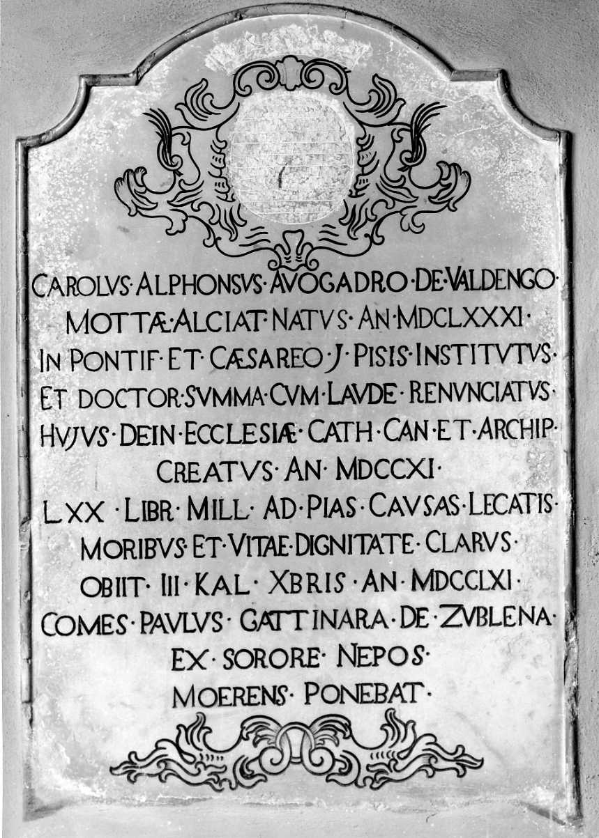 lapide tombale, opera isolata - ambito piemontese (terzo quarto sec. XVIII)