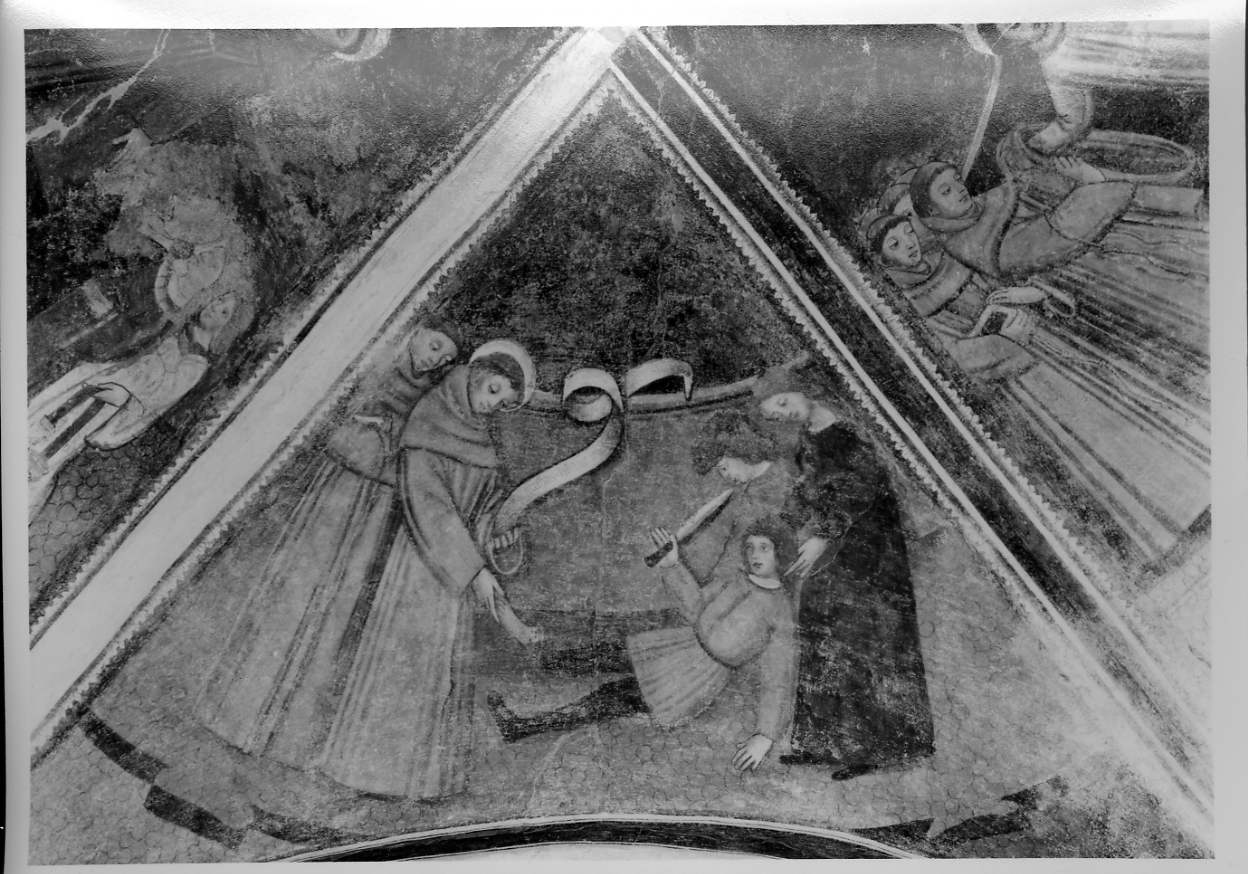 Sant'Antonio da Padova riattacca il piede ad un giovane (dipinto, insieme) - ambito monregalese (terzo quarto sec. XV)