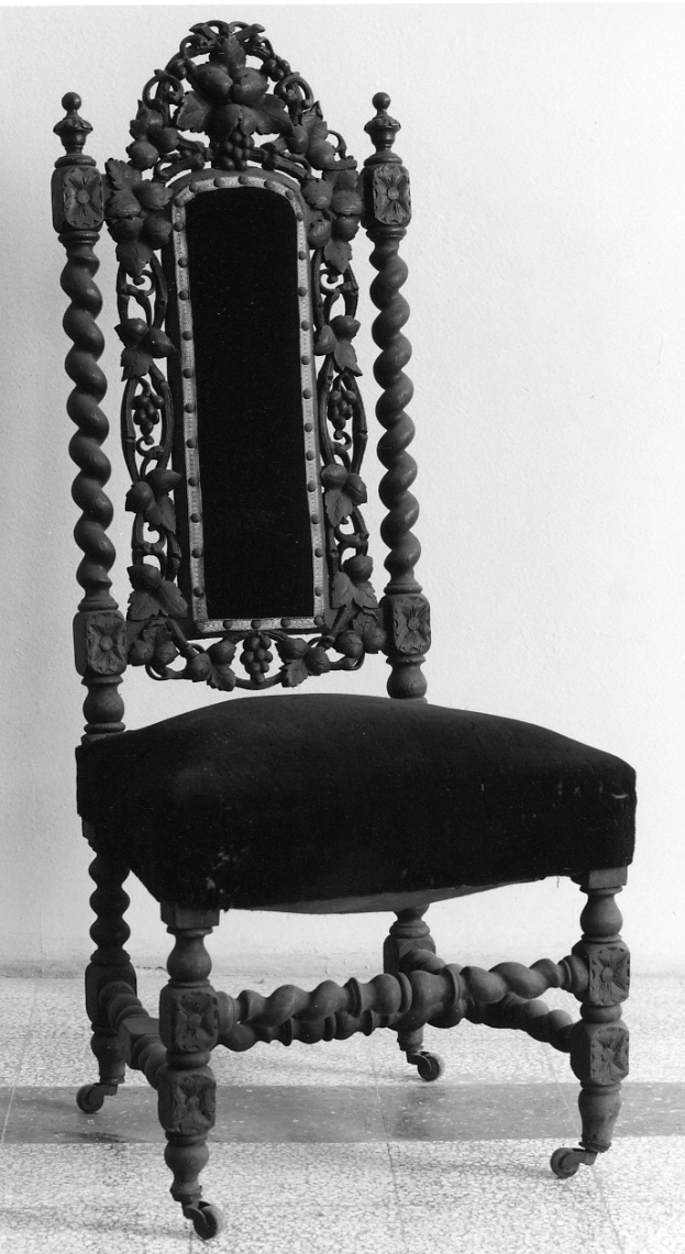 motivi decorativi a tralci di vite (sedia, elemento d'insieme) - produzione Italia settentrionale (ultimo quarto sec. XIX)