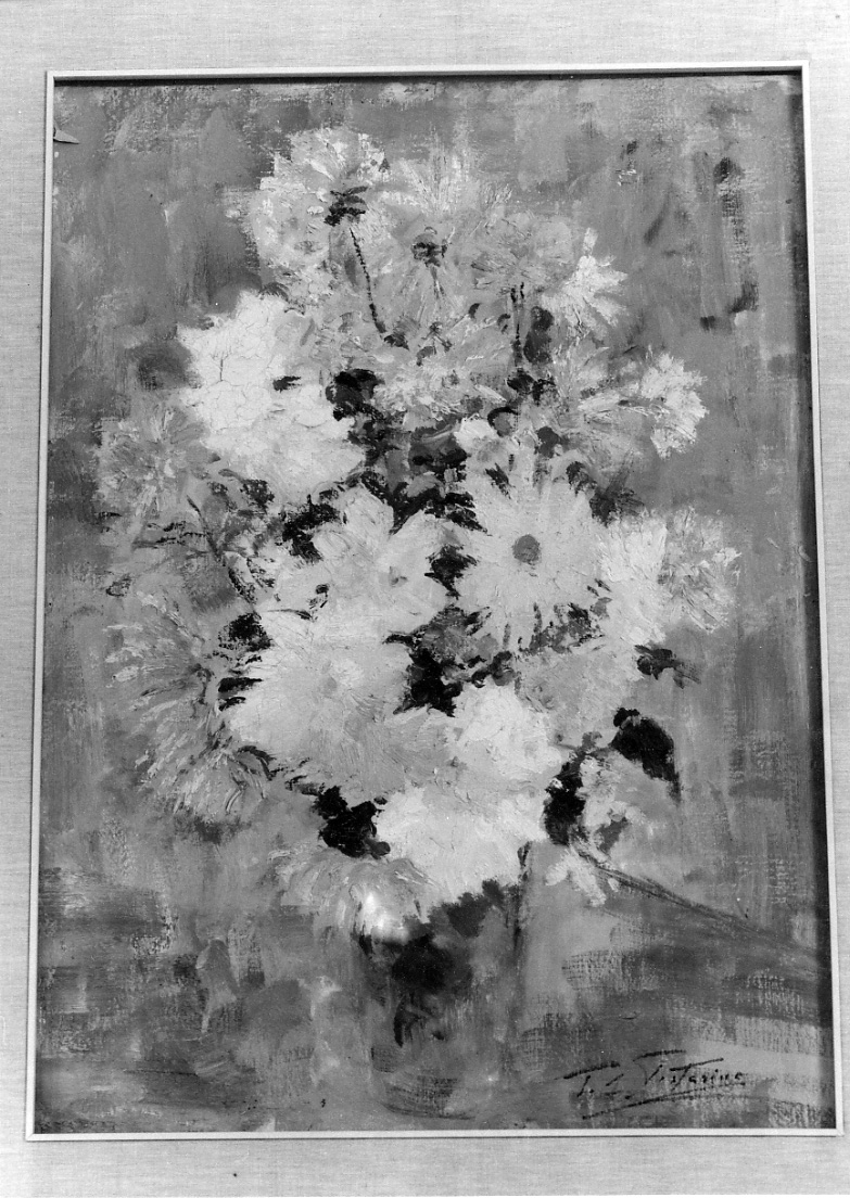 Fiori, vaso con fiori (dipinto, opera isolata) di Pistarino Andrea detto Frate Angelico (secondo quarto sec. XX)