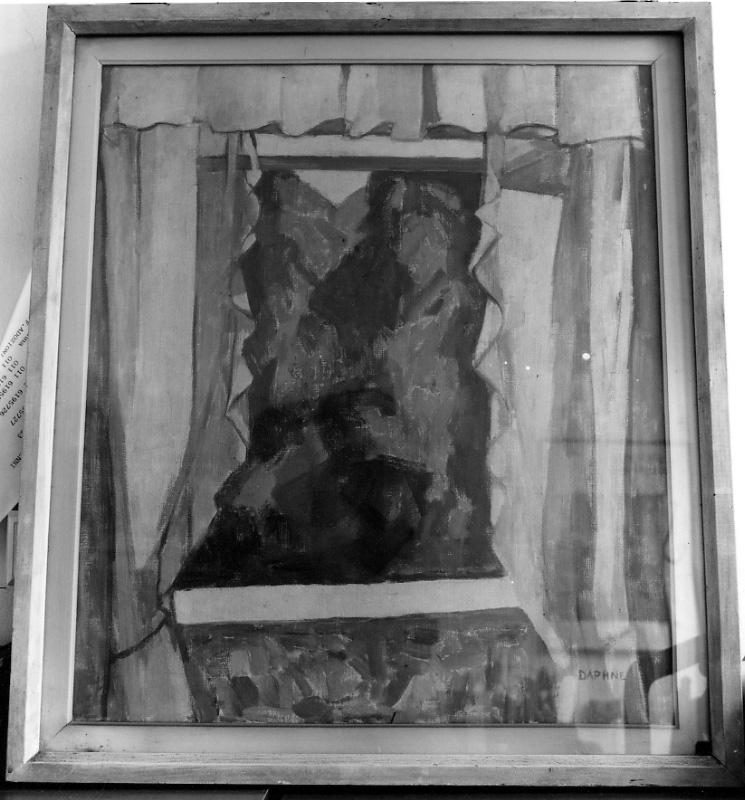 Finestra, veduta da una finestra (dipinto, opera isolata) di Casorati Maugham Daphne (metà sec. XX)