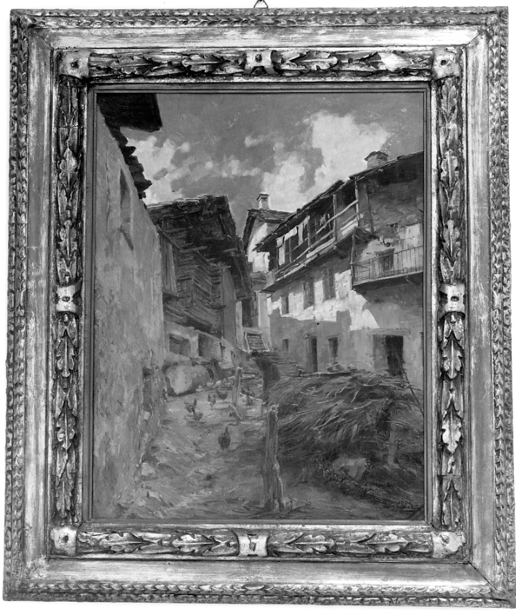 Rustico Valtornanza, paesaggio montano (dipinto, opera isolata) di Gheduzzi Giuseppe (secondo quarto sec. XX)