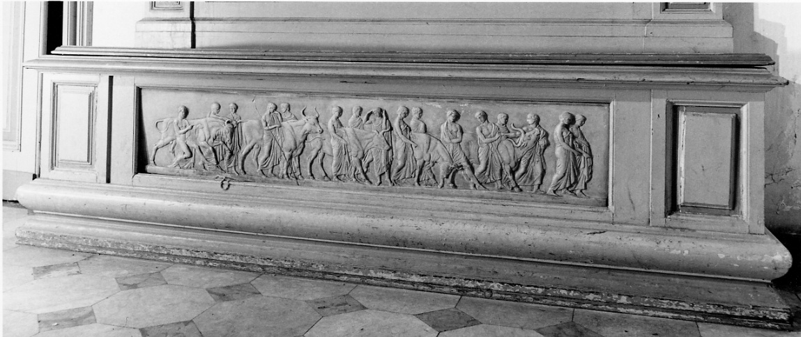 sacrificio pagano (cassapanca, opera isolata) - produzione Italia settentrionale (fine/inizio secc. XIX/ XX)