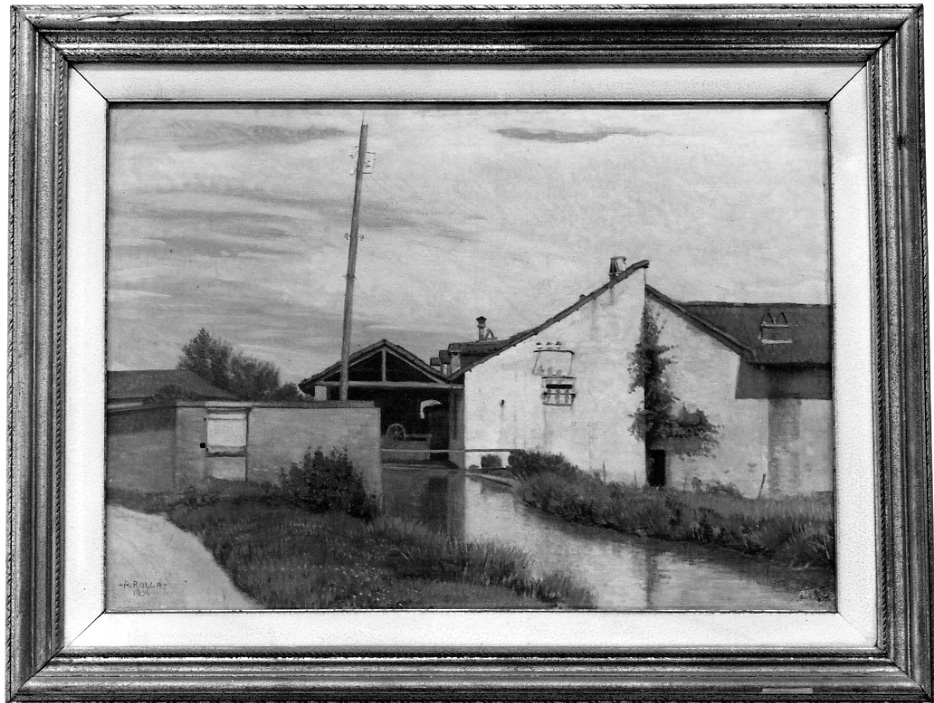 Il molino, veduta di un mulino (dipinto, opera isolata) di Rolla Adolfo (secondo quarto sec. XX)