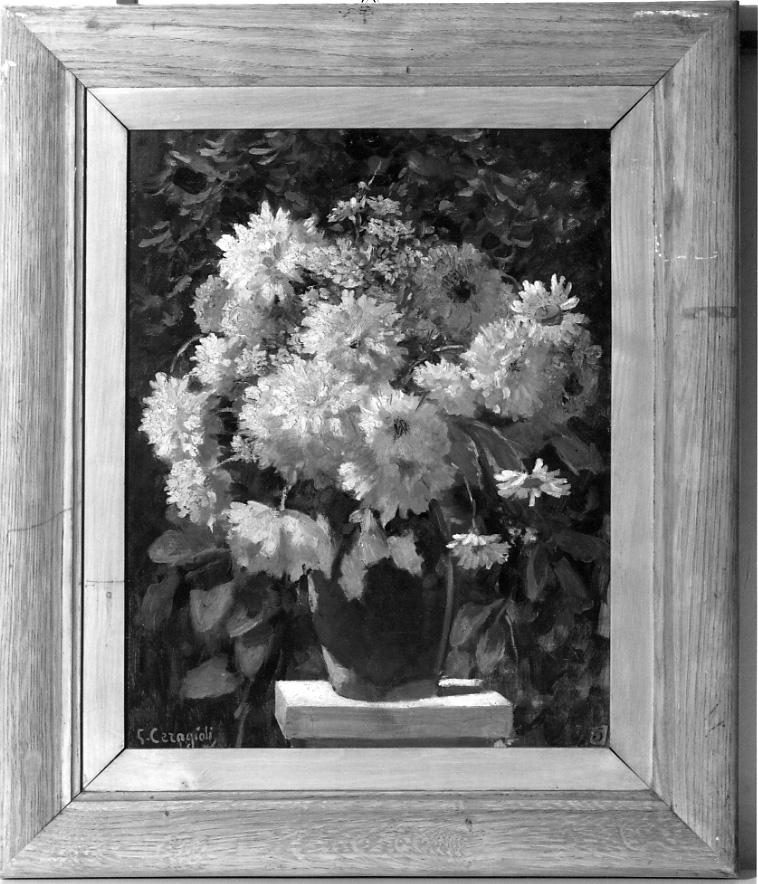 Fiori, vaso con fiori (dipinto, opera isolata) di Ceragioli Giorgio (ultimo quarto sec. XIX)