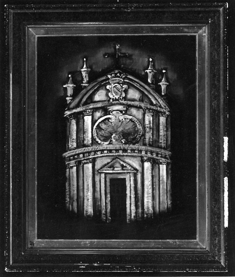 Cappella dello Juvarra a Trofarello, veduta della cappella di Trofarello (dipinto, opera isolata) di Martellini Pina (metà sec. XX)