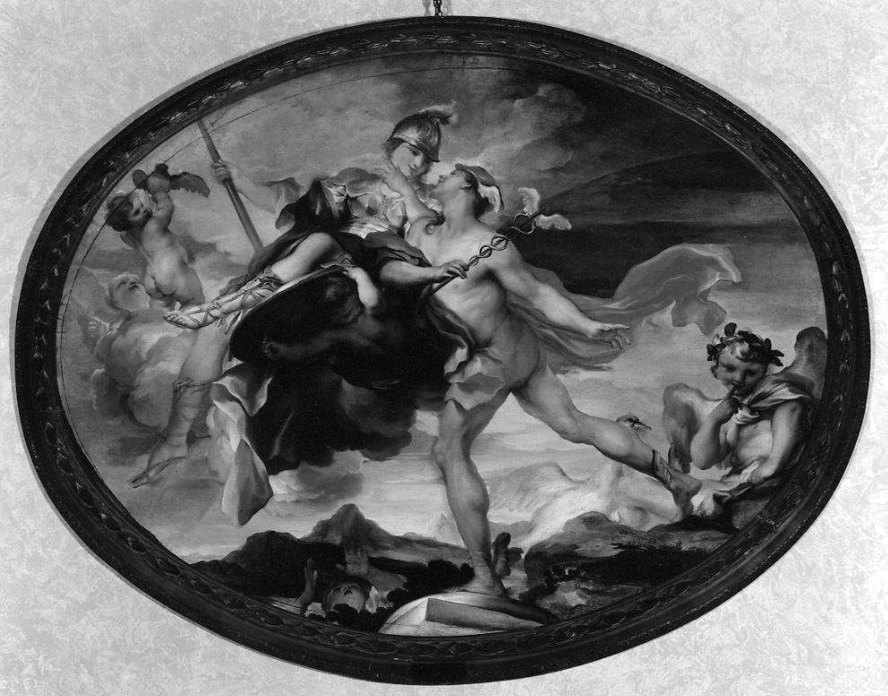 Minerva e Mercurio (dipinto, elemento d'insieme) di De Ferrari Gregorio (ultimo quarto sec. XVII)