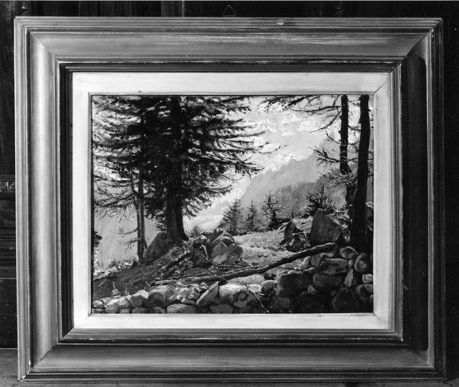 Plan pinceux, paesaggio montano (dipinto, opera isolata) di Gamba Celestino (secondo quarto sec. XX)