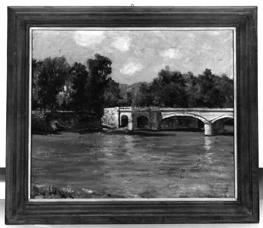 Sponda del Po a Torino, veduta del fiume Po a Torino (dipinto, opera isolata) di Di Montezemolo Guido (secondo quarto sec. XX)