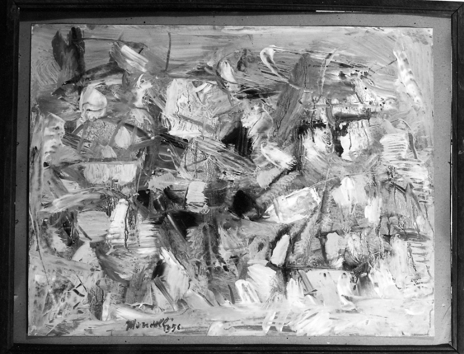 Composizione 2, motivi decorativi astratti (dipinto, opera isolata) di Mandelli P (metà sec. XX)