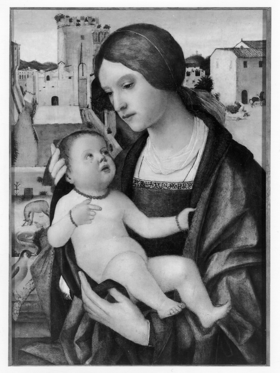 Madonna con Bambino (dipinto, opera isolata) di Maineri Giovan Francesco (ultimo quarto sec. XV)