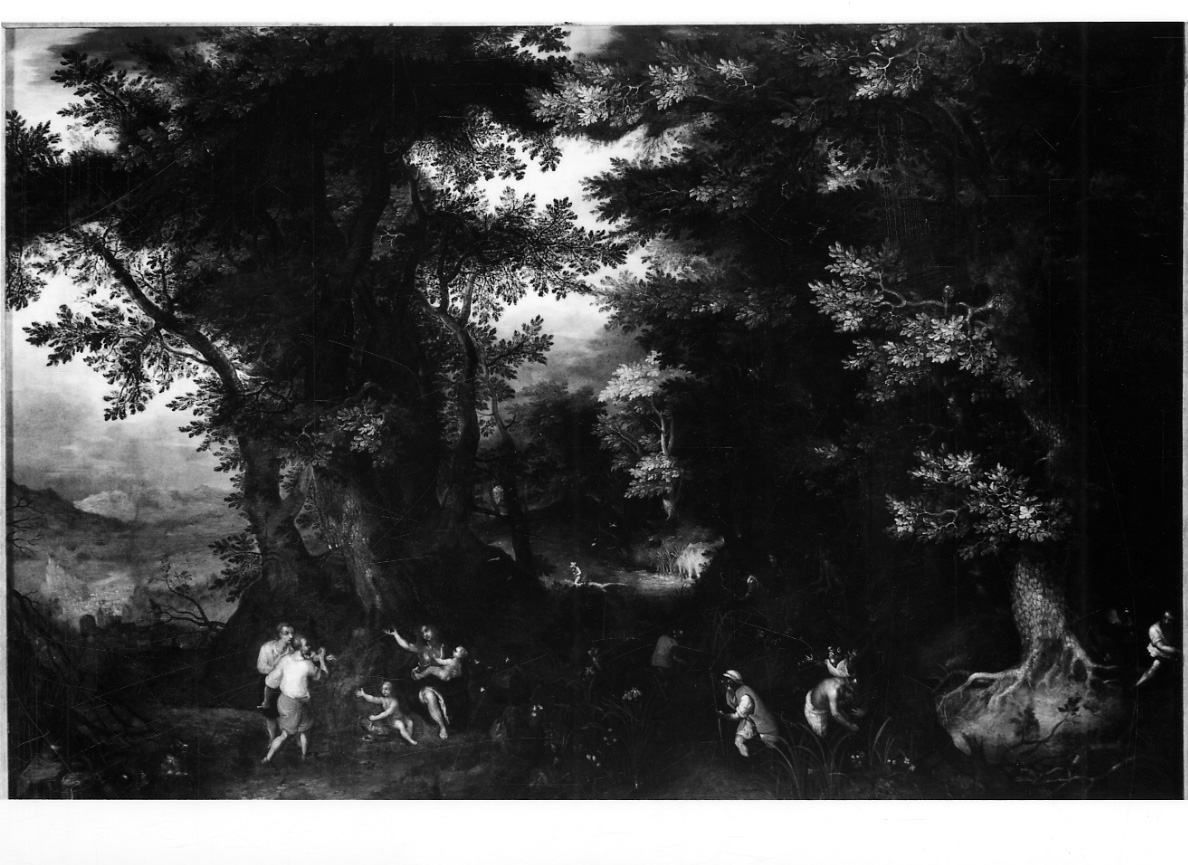 paesaggio con alberi e figure (dipinto, opera isolata) di Bruegel Jan detto Velours (primo quarto sec. XVII)