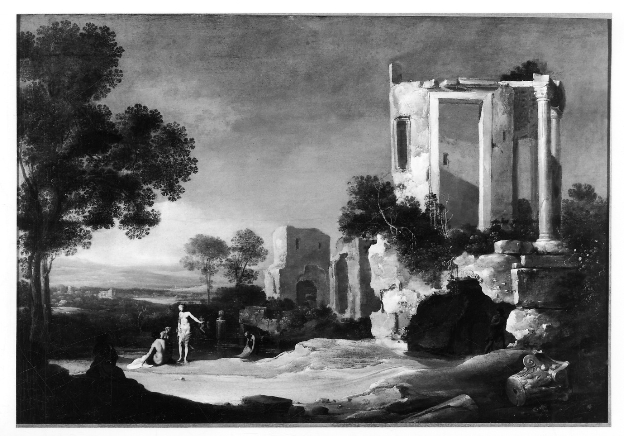 paesaggio con rovine (dipinto, opera isolata) di Van Poelemburg Cornelis (prima metà sec. XVII)