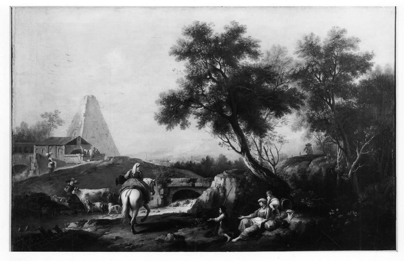 paesaggio con viandanti e mendicanti (dipinto, opera isolata) di Zuccarelli Francesco (terzo quarto sec. XVIII)