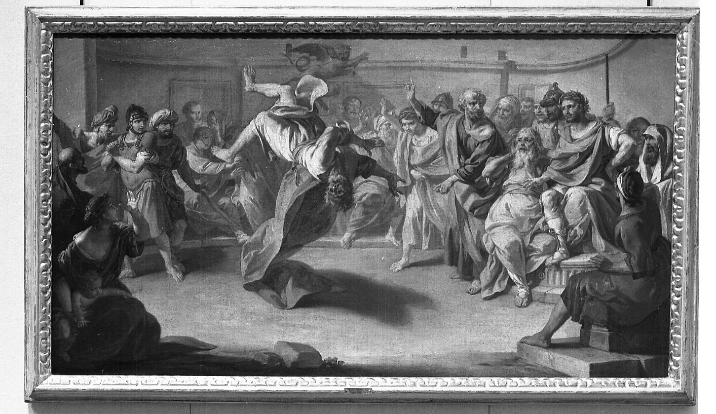 caduta di Simon Mago (dipinto, serie) di Rapous Vittorio Amedeo (attribuito) (terzo quarto sec. XVIII)