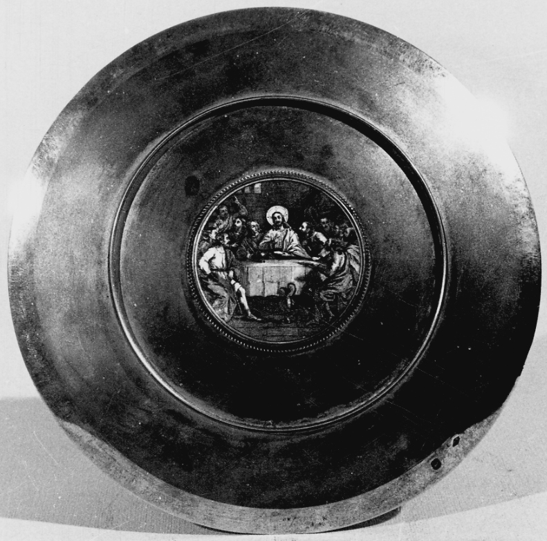 ultima cena (patena, opera isolata) - bottega spagnola (primo quarto sec. XX)
