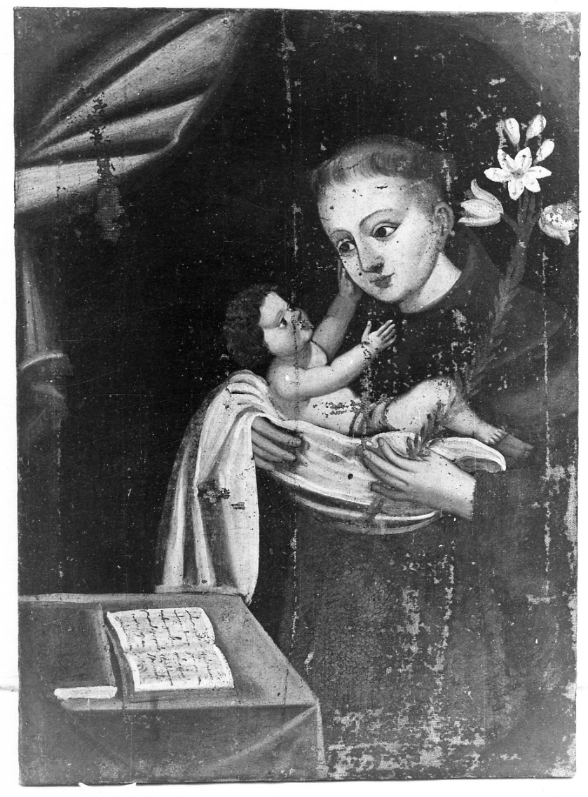 Sant'Antonio da Padova con il bambino (dipinto, opera isolata) - ambito alessandrino (inizio sec. XIX)