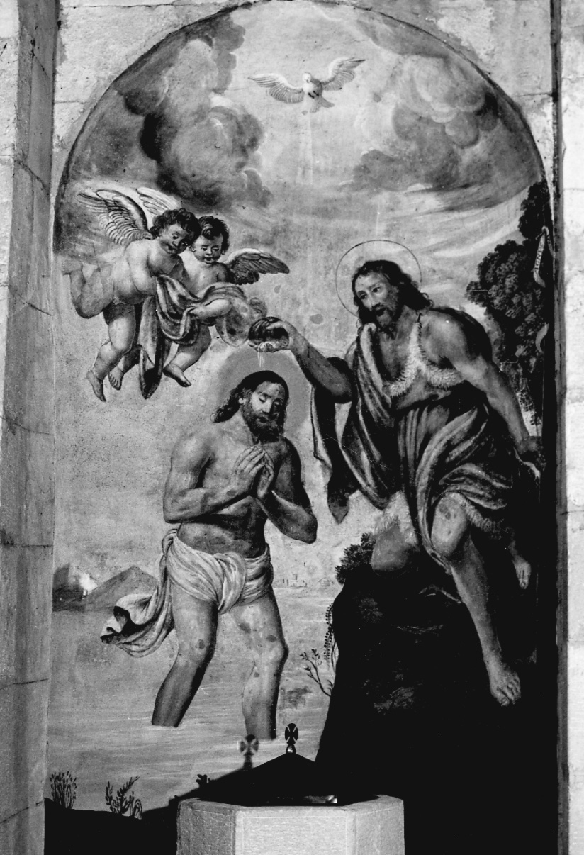 battesimo di Cristo (dipinto, opera isolata) - ambito genovese (secondo quarto sec. XVII)