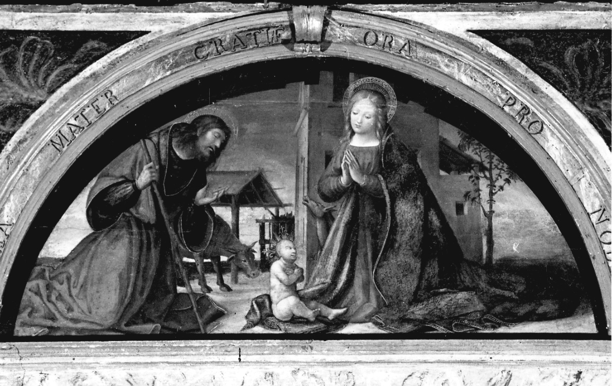 adorazione di Gesù Bambino (dipinto, elemento d'insieme) di Gandolfino da Roreto (primo quarto sec. XVI)