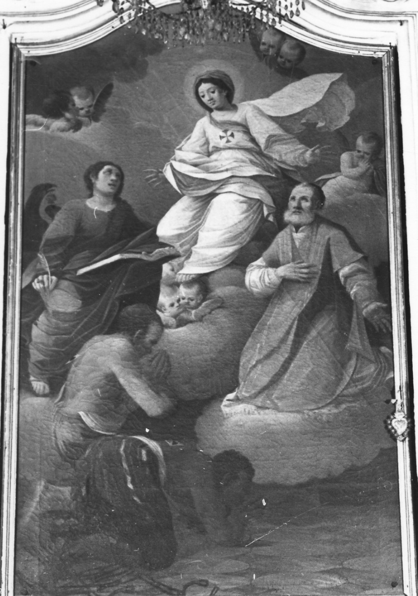 schiavi riscattati al cospetto della Madonna, San Giovanni Evangelista e Sant'Andrea Avellino (dipinto, opera isolata) di Canepa Giovanni Battista (terzo quarto sec. XVIII)