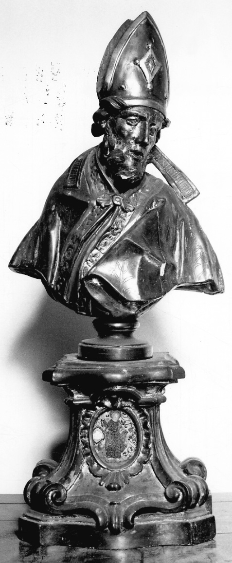 Santo vescovo (reliquiario - a busto, serie) - bottega lombardo-piemontese (seconda metà sec. XVIII)
