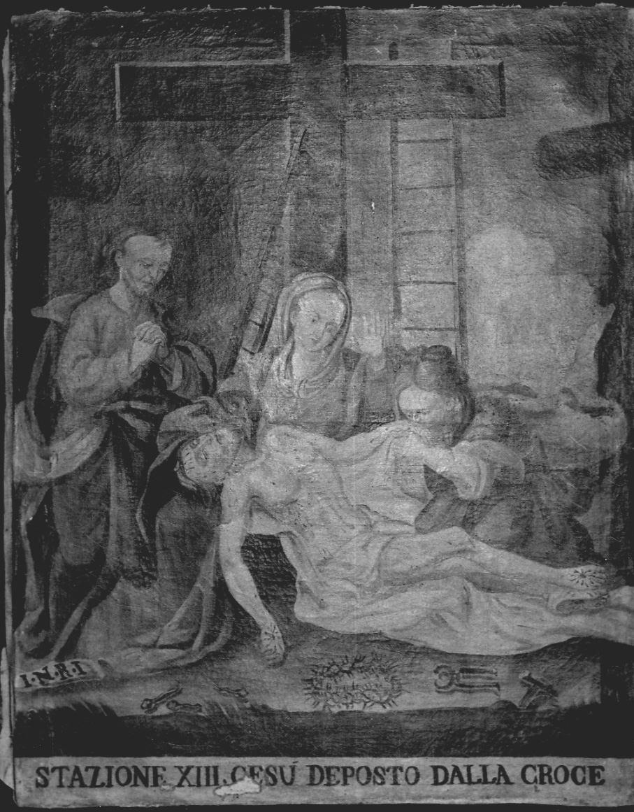 stazione XIII: Gesù deposto dalla croce (formella, elemento d'insieme) - ambito lombardo (prima metà sec. XVII)