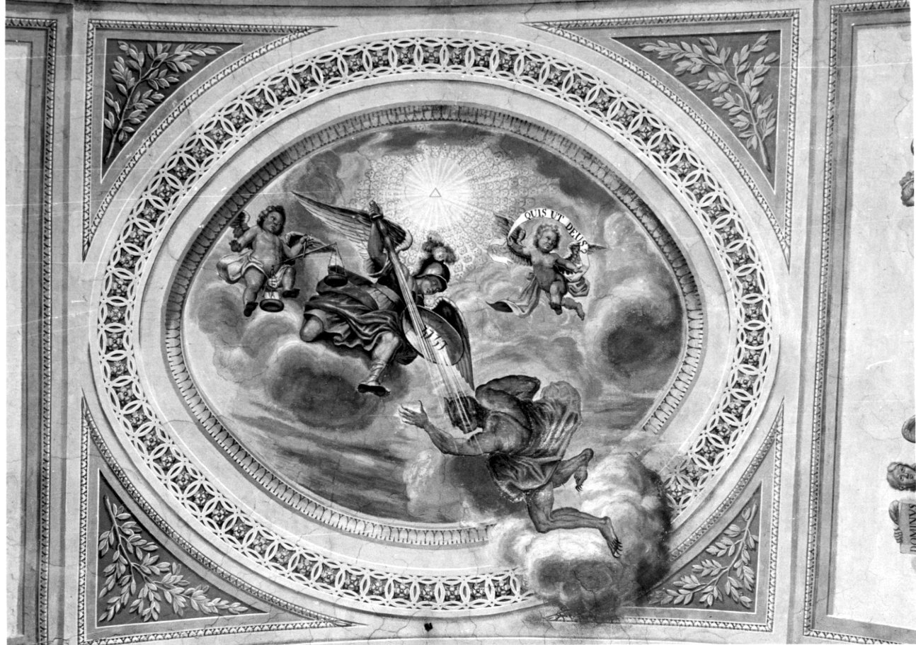 San Michele Arcangelo combatte Satana (decorazione pittorica, elemento d'insieme) di Costanzo di Moncalvo (secondo quarto sec. XIX)