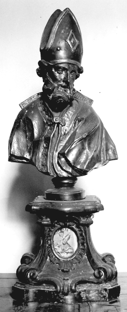 Santo vescovo (reliquiario - a busto, serie) - bottega lombardo-piemontese (seconda metà sec. XVIII)
