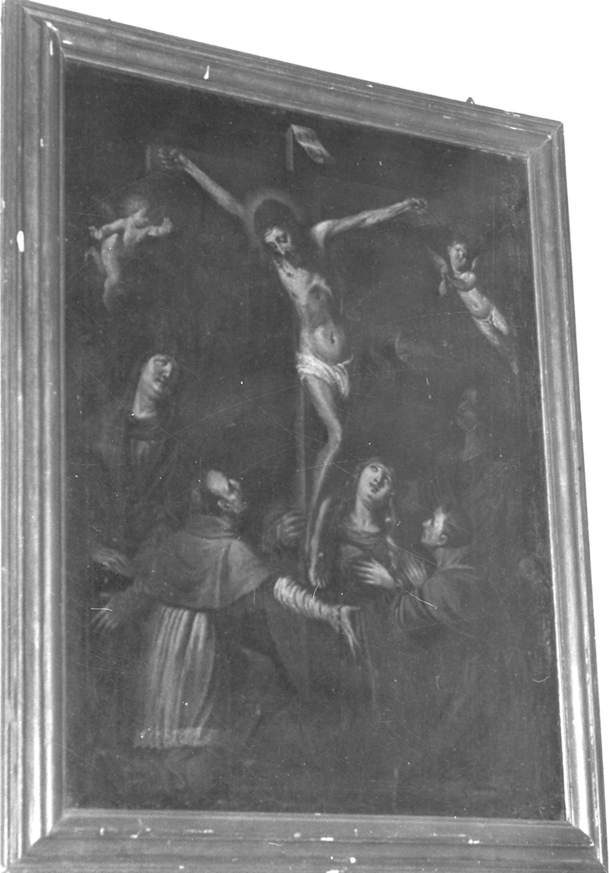 Cristo crocifisso con la Madonna, Santa Maria Maddalena, San Giovanni evangelista e santi (dipinto, opera isolata) - ambito lombardo (sec. XVII)