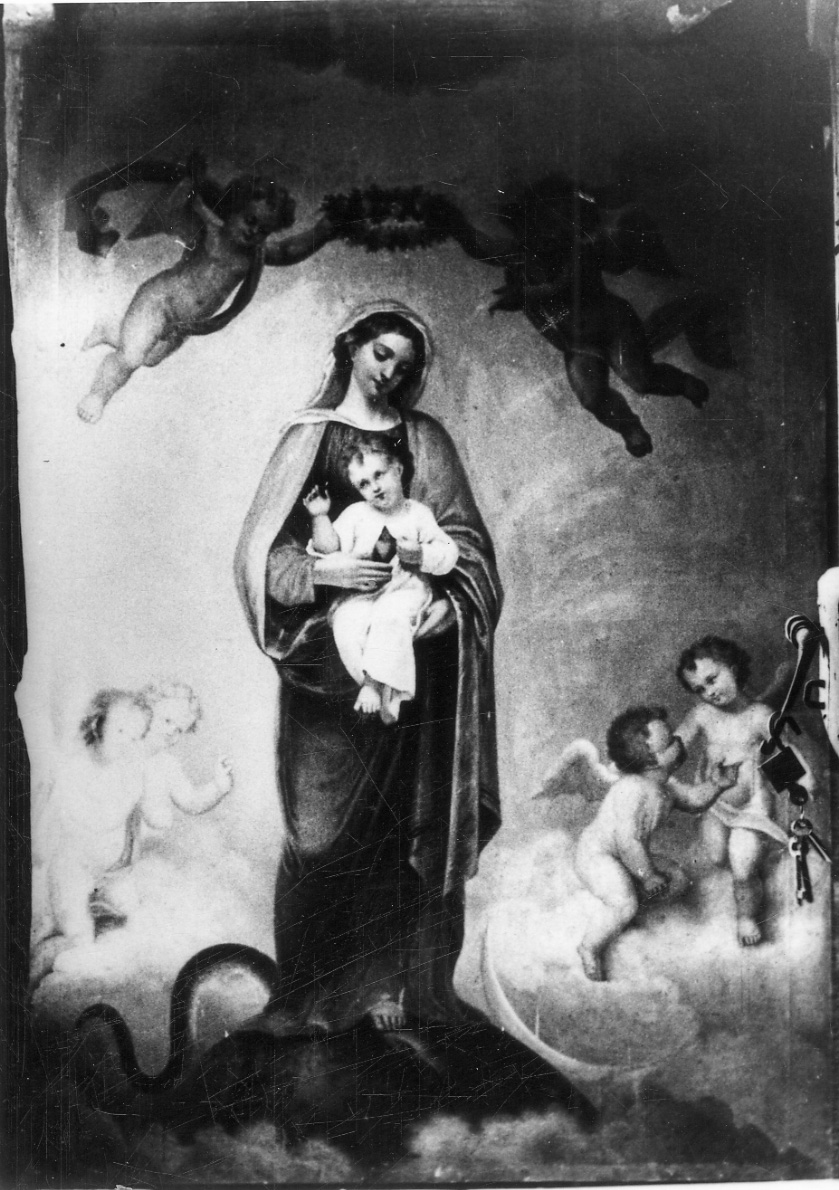 Madonna con Bambino e Sacro Cuore (dipinto, opera isolata) di Jachino Crispino (ultimo quarto sec. XIX)