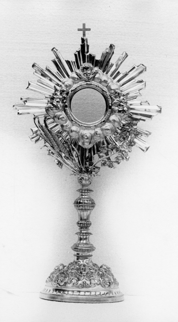 ostensorio - a raggiera, opera isolata - bottega piemontese (terzo quarto sec. XVIII)