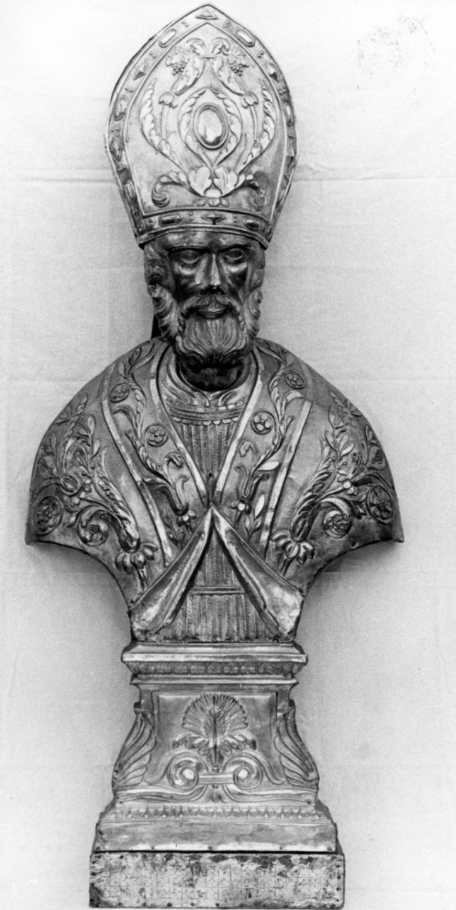 Santo vescovo (reliquiario - a busto, opera isolata) - bottega Italia centro-settentrionale (prima metà sec. XIX)
