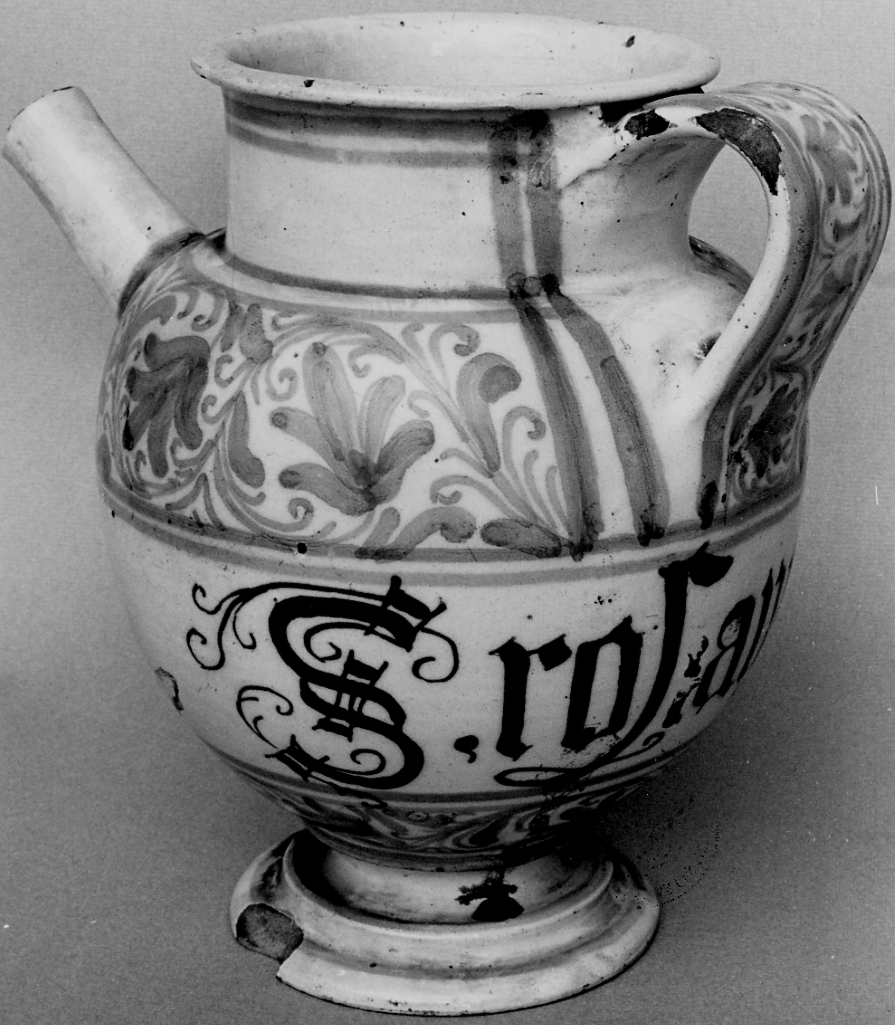 brocca da farmacia, opera isolata - manifattura savonese (sec. XVIII)