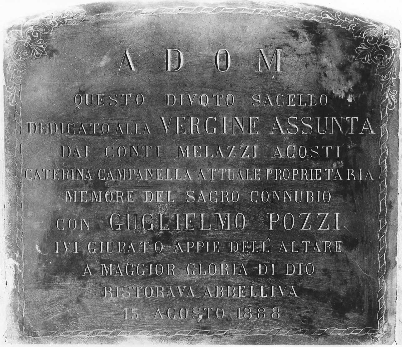 lapide, opera isolata - bottega piemontese (ultimo quarto sec. XIX)