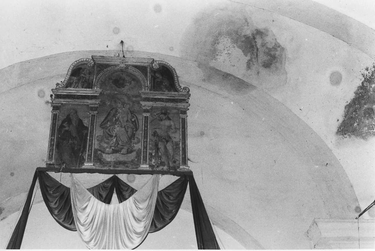 Madonna con Bambino in trono con Sant'Antonio Abate, San Sebastiano, Annunciazione e Dio Padre benedicente (polittico, opera isolata) - ambito piemontese (metà sec. XVI)