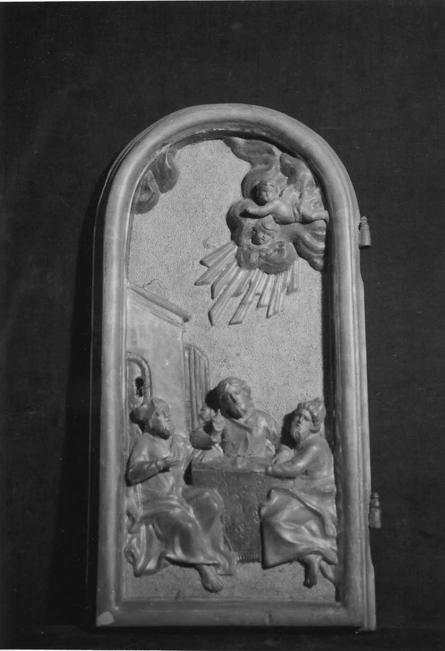 cena in Emmaus (sportello di tabernacolo, opera isolata) - bottega della Valsesia (inizio sec. XVIII)