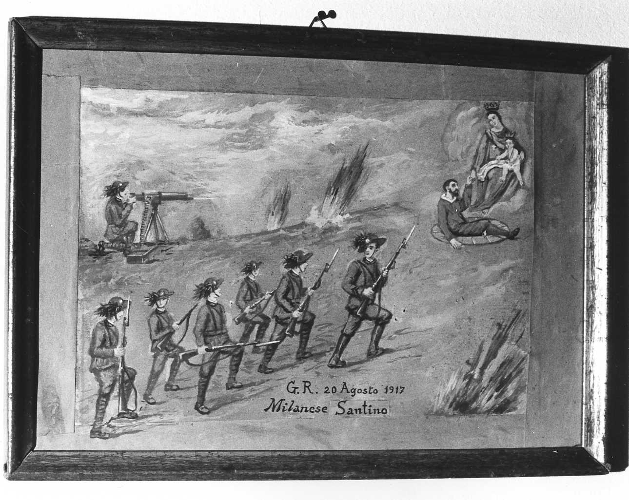 Intervento della Madonna del Pozzo per salvare dalla guerra (ex voto, opera isolata) - ambito alessandrino (primo quarto sec. XX)