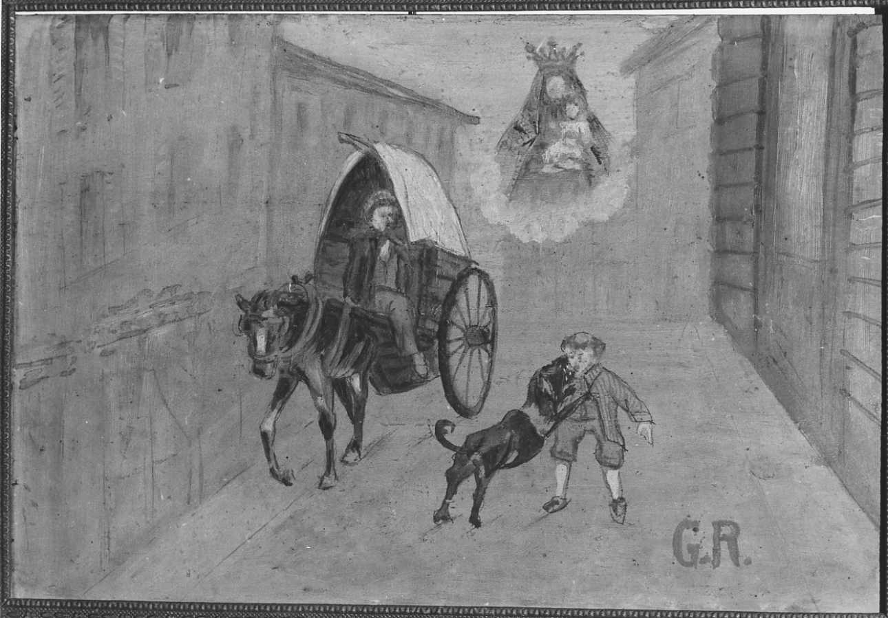 Intervento della Madonna della Creta per salvare da un'aggressione (ex voto, opera isolata) - ambito alessandrino (fine sec. XIX)