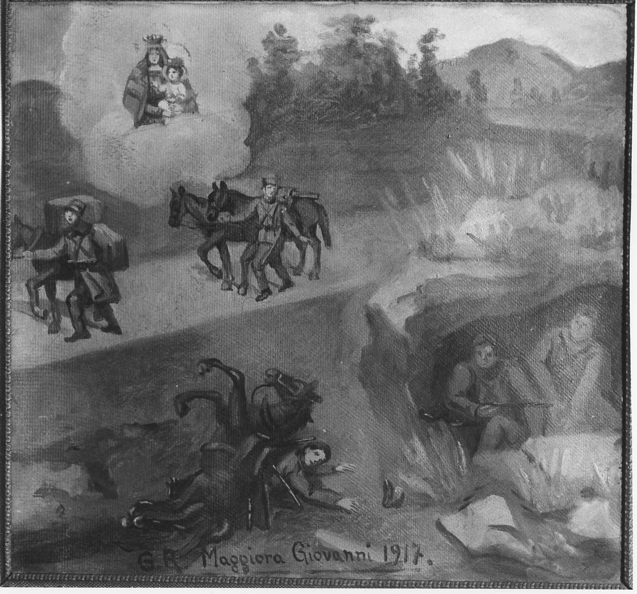 Intervento della Madonna della Creta per sventare un incidente (ex voto, opera isolata) - ambito alessandrino (primo quarto sec. XX)