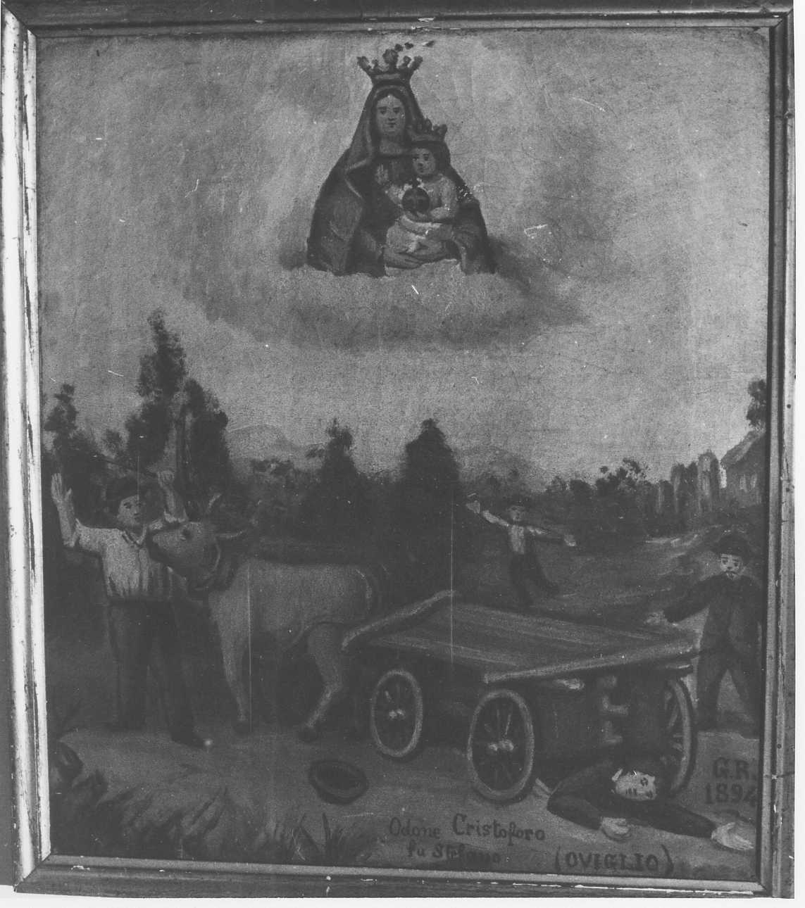 Intervento della Madonna della Creta per sventare un incidente (ex voto, opera isolata) - ambito alessandrino (fine sec. XIX)