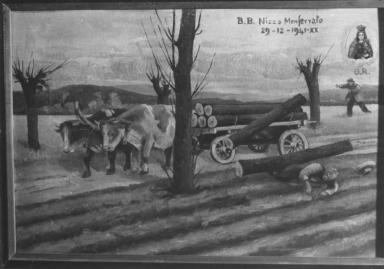 Intervento della Madonna della Creta per sventare un incidente (ex voto, opera isolata) - ambito alessandrino (metà sec. XX)