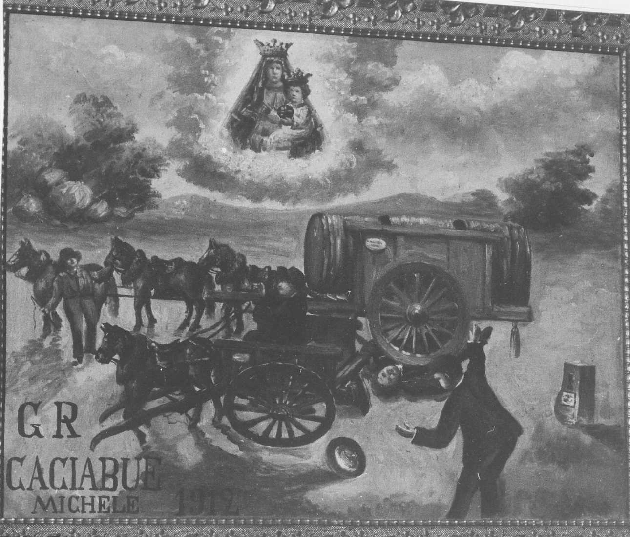 Intervento della Madonna della Creta per sventare un incidente (ex voto, opera isolata) - ambito alessandrino (primo quarto sec. XX)