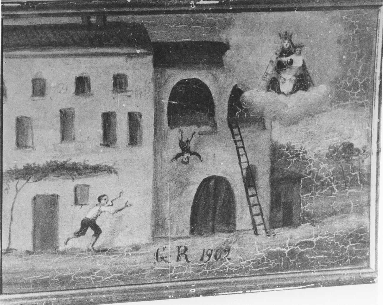 Intervento della Madonna della Creta per sventare un incidente (ex voto, opera isolata) - ambito alessandrino (inizio sec. XX)