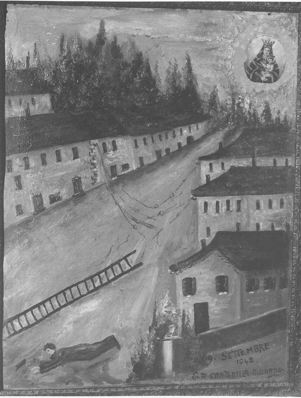 Intervento della Madonna della Creta per sventare un incidente (ex voto, opera isolata) - ambito alessandrino (metà sec. XX)