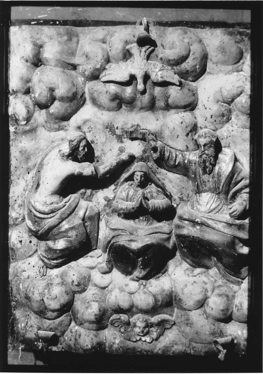 incoronazione di Maria Vergine (rilievo) - bottega piemontese (seconda metà sec. XVI)